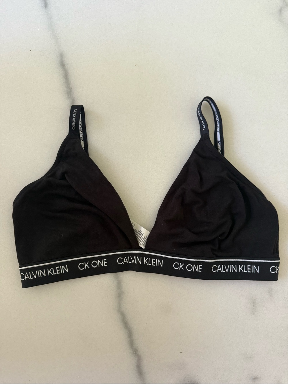 Calvin Klein Black CK One Triangle Bralette with Logo Band
